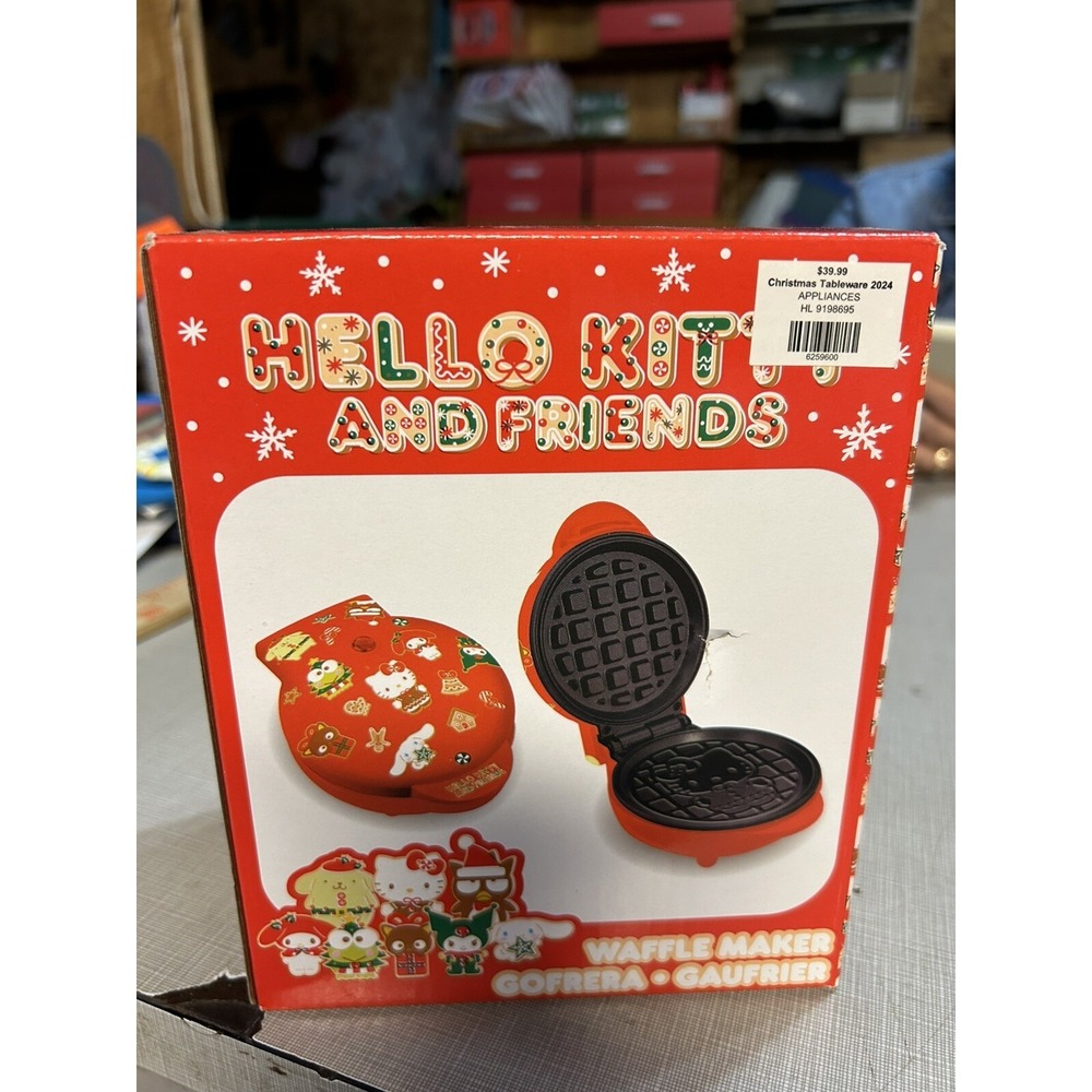 New 2024 Hello Kitty Waffle Maker Non Stick Plates Easy Cleanup Holiday Design
